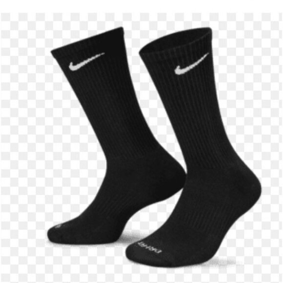 Nike Dri-FIT Everyday Plus Cushioned Crew Socks 6 Pair Black Unisex Training Gym - Picture 1 of 6
